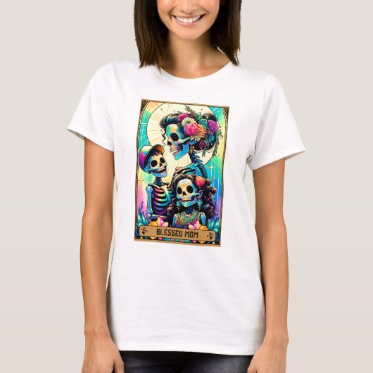 Blessed Mom, Skeleton Tarot Kaart T-shirt (Voorkant)