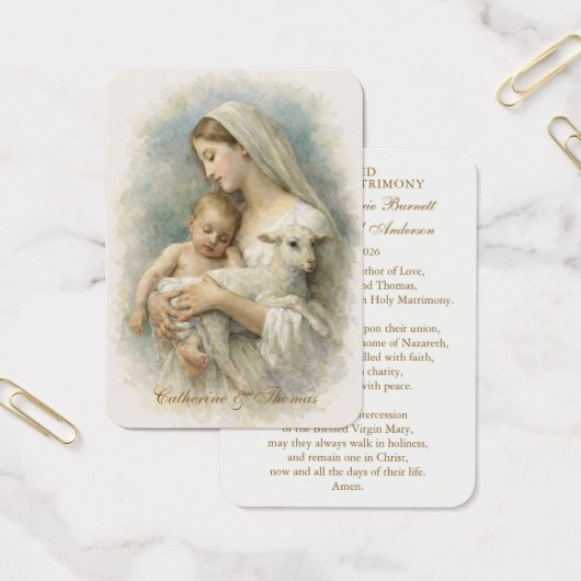 Blessed Mother Child Lamb Catholic Wedding Prayer Visitekaartje (Kantoor)