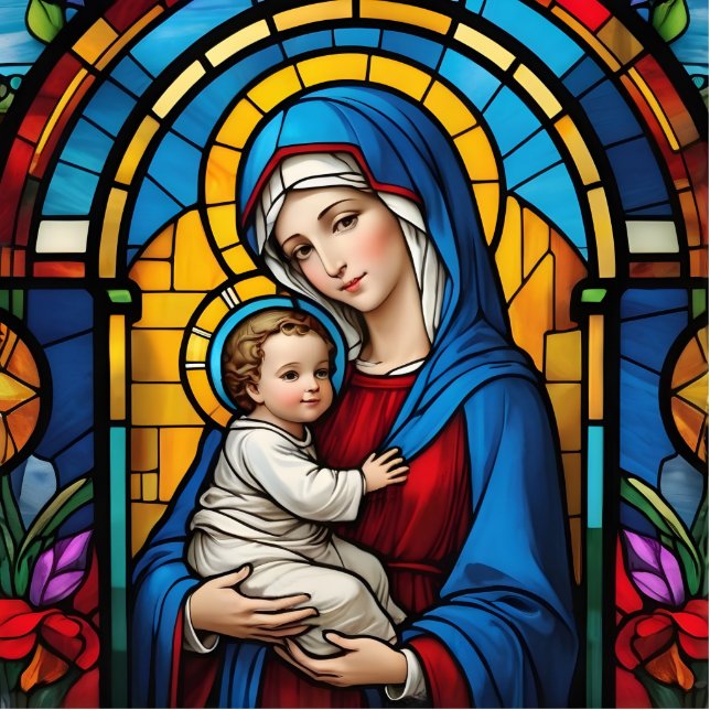 Blessed Mother Mary and Baby Jesus - Virgin Mary Staand Fotobeeldje (Voorkant)
