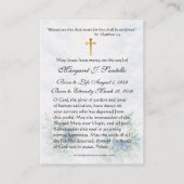 Blessed Mother Mary Catholic Funeral Memorial Visitekaartje (Achterkant)