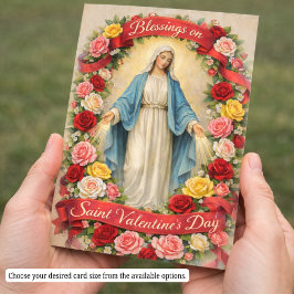 Blessed Mother Mary Valentines Prayer Roses Visitekaartje