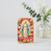 Blessed Mother Mary Valentines Prayer Roses Visitekaartje (Staand voorkant)