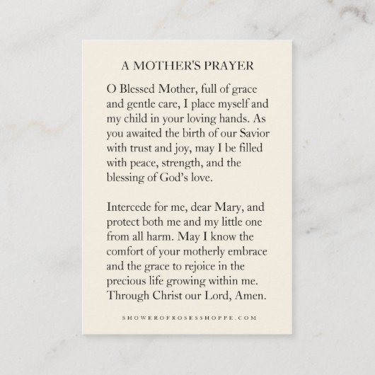 Blessed Mother Prayer Card for Expectant Mothers  Informatiekaartje (Achterkant)