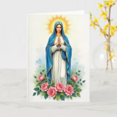 Blessed Mother Prayer Card Kaart (Gele Bloem)