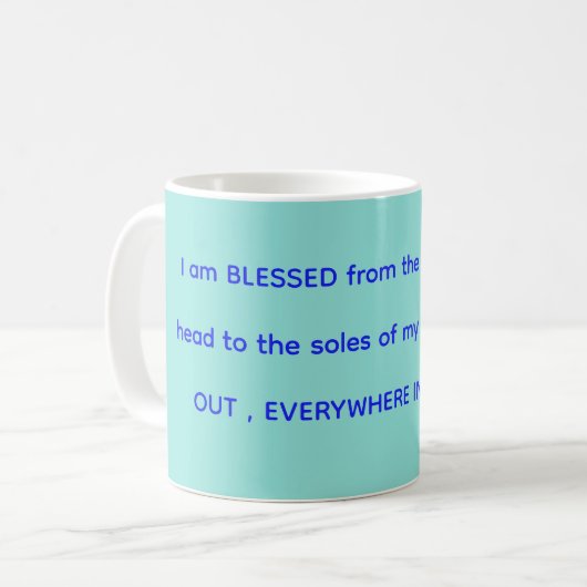 Blessed mug in mint & blue koffiemok (Voorkant links)