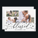 "Blessed multi-photoelegant star winter" Feestdagenkaart<br><div class="desc">Verzegelde multi-foto elegante ster winterkaart. Met prachtige gezegende scripttekst en delicate sterren is deze multi-foto kerstkaart dit jaar zeker geschikt voor uw thema. Verander de achtergrondkleur om aan te passen.</div>