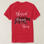 Blessed Mummy Bear Red Tartan Plaid Pattern Mama M T-shirt (Design voorkant)