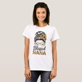 Blessed Nana Messy Bun Sunglasses Sunflowers Grand T-shirt (Voorkant volledig)