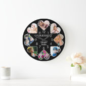 Blessed Nana Papa 8 Heart Photo Template Black Grote Klok (Huis)