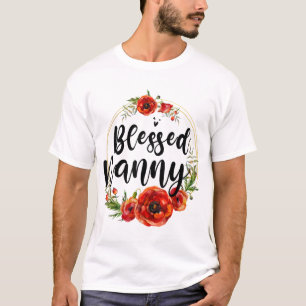 Blessed Nanny Floral Flower Ma Grandma Mothers Da T-shirt