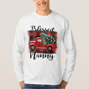 Blessed Nanny Red Truck Vintage kerstboom T-shirt