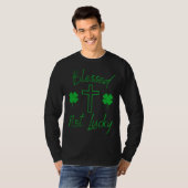 Blessed Not Lucky  Christian St Patricks Day  Cros T-shirt (Voorkant volledig)