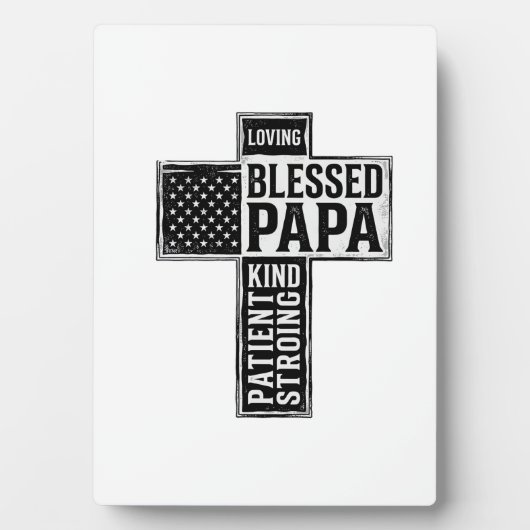 Blessed Papa Cross Christian Vintage Typography De Fotoplaat (voorkant)