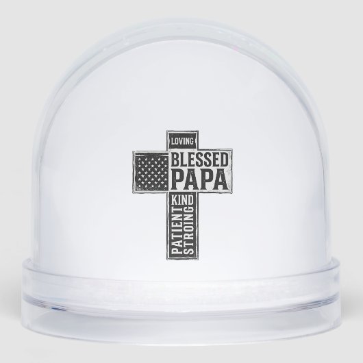 Blessed Papa Cross Christian Vintage Typography De Sneeuwbol (Voorkant)