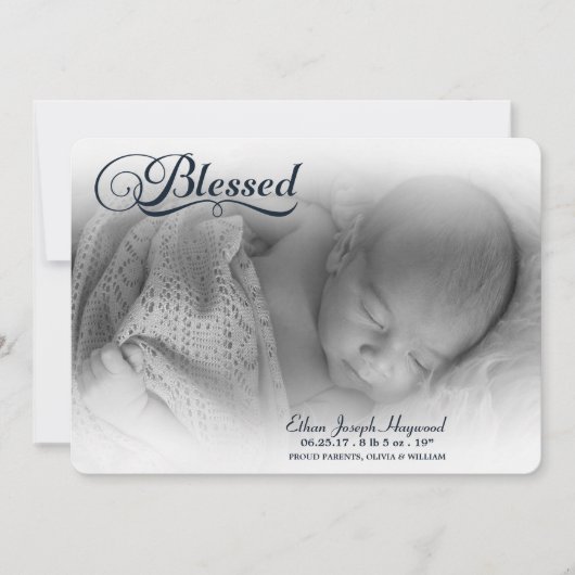 Blessed Photo Boy Birth Announounding Soft Overlay Aankondiging (Voorkant)