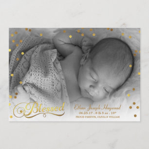 Blessed Photo Gold Confetti Birth Announounding Aankondiging