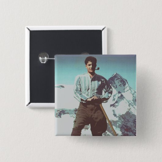 Blessed Pier Giorgio Frassati Vierkante Button 5,1 Cm (Voorkant /achterkant)