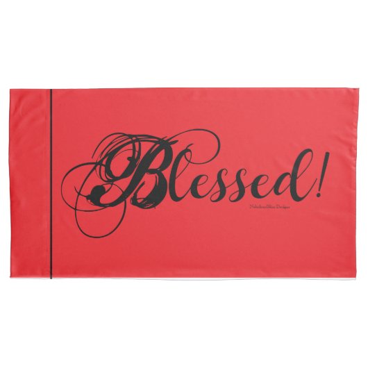 Blessed! Pillow Case Set (Red) Kussensloop (Voorkant-Links)