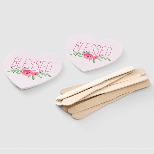 Blessed Pink Watercolor Floral Handwaaier (Niet-gemonteerd)