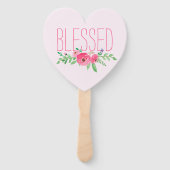 Blessed Pink Watercolor Floral Handwaaier (Voorkant)