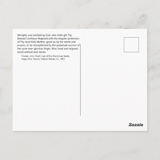 Blessed Reginald van Orleans Briefkaart (Achterkant)