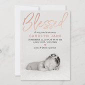 "Blessed" Roos Gold Foil Fotoaankondiging Aankondiging (Voorkant)