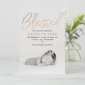 "Blessed" Roos Gold Foil Fotoaankondiging Aankondiging (Staand voorkant)