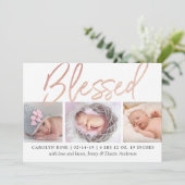 "Blessed" Roos Gold Foil Fotoaankondiging Aankondiging (Staand voorkant)
