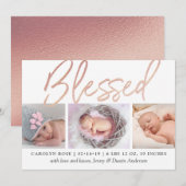 "Blessed" Roos Gold Foil Fotoaankondiging Aankondiging (Voorkant / Achterkant)