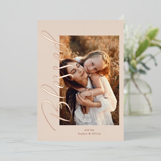 Blessed' Roos met kerstcadeaus Gold Folie Feestdagenkaart (Staand Voorkant)