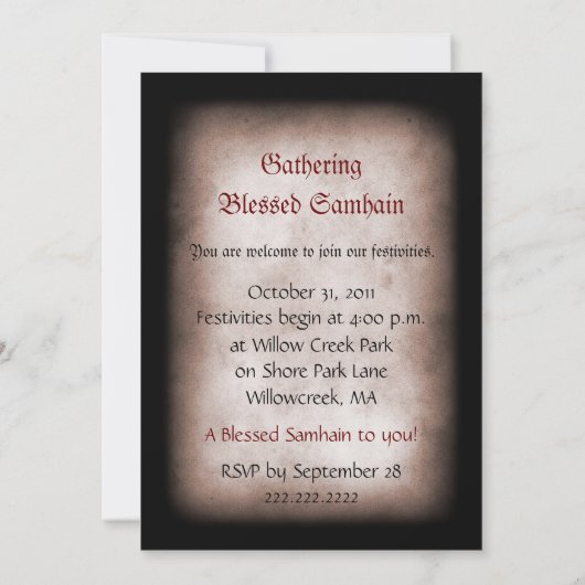 Blessed Samhain Gathering Uitnodiging - Ravens Den (Achterkant)