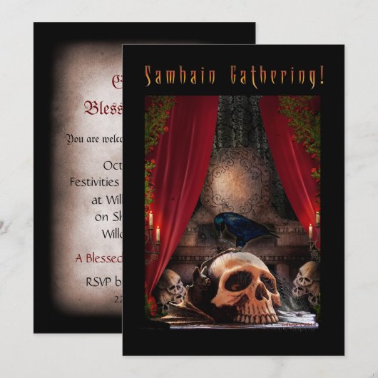 Blessed Samhain Gathering Uitnodiging - Ravens Den (Voorkant / Achterkant)