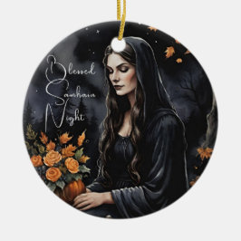 Blessed Samhain Night Halloween Fall Witch Keramisch Ornament