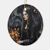 Blessed Samhain Night Halloween Fall Witch Keramisch Ornament (Links)