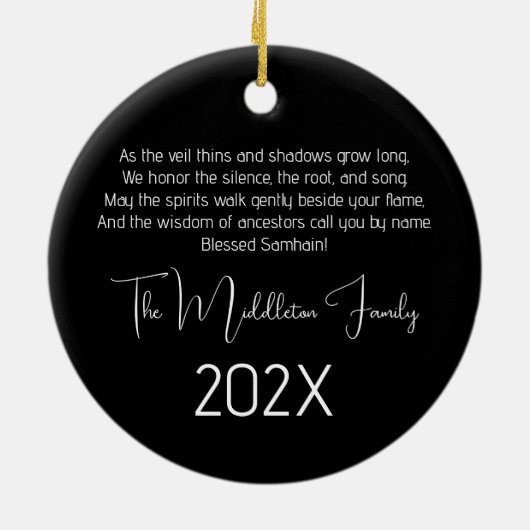 Blessed Samhain Night Halloween Fall Witch Keramisch Ornament (Achterkant)