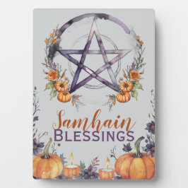 Blessed Samhain Pentacle & Fall Pumpkins Altar Fotoplaat