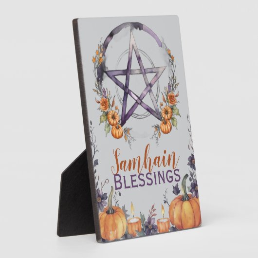 Blessed Samhain Pentacle & Fall Pumpkins Altar Fotoplaat (Zijkant)