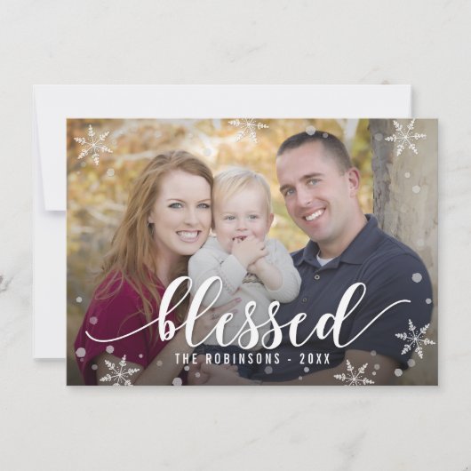 Blessed Sason Holiday Photo Card Editable Color Feestdagenkaart (Voorkant)
