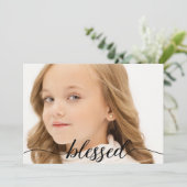 Blessed Script 1st Heilige Communauteit Foto Harte Bedankkaart (Staand voorkant)