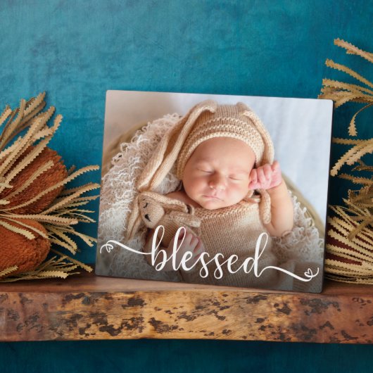 Blessed Script Baby Foto Plaque Fotoplaat (Zijkant)