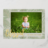 BLESSED Script Photo Gold Folie Feestdagenkaart (Voorkant)