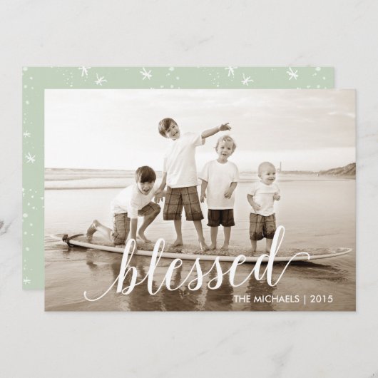 Blessed Script Religious Christmas Holiday Kaart (Voorkant / Achterkant)