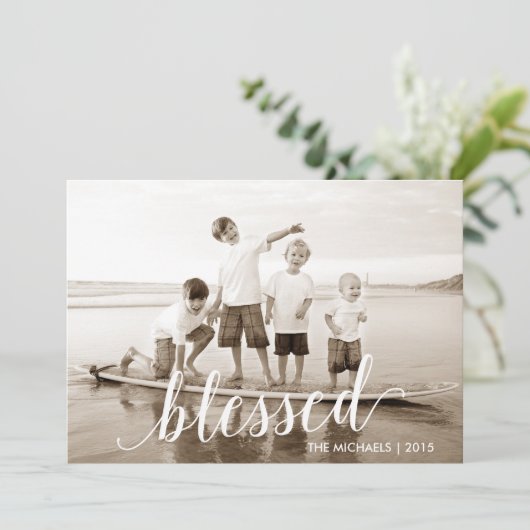 Blessed Script Religious Christmas Holiday Kaart (Staand voorkant)