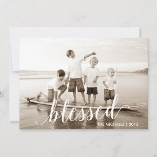 Blessed Script Religious Christmas Holiday Kaart