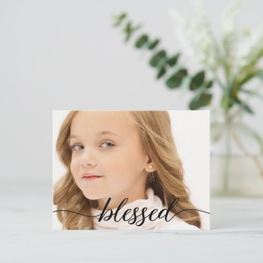 Blessed Scrpt 1st Heilige Communauteit Foto Dank u Briefkaart (Staand voorkant)