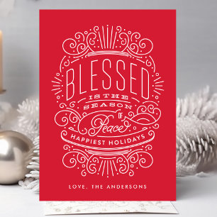 Blessed Season Lettering Holiday Kerstmis Kaart