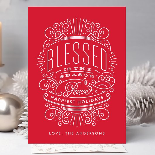 Blessed Season Lettering Holiday Kerstmis Kaart