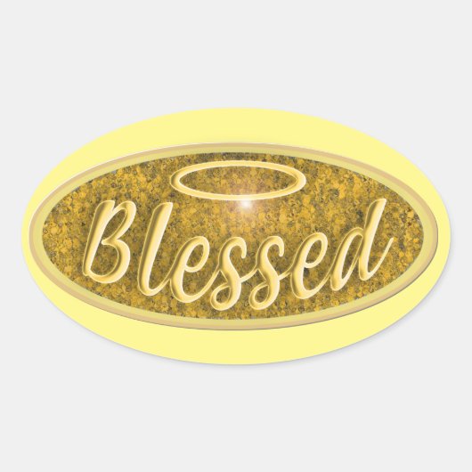 Blessed Shiny Nostalgia Halo Slogan Fun Oval Stick Ovale Sticker (Voorkant)