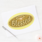 Blessed Shiny Nostalgia Halo Slogan Fun Oval Stick Ovale Sticker (Envelop)
