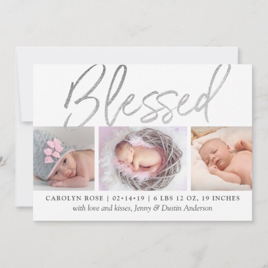 "Blessed" Silver Foil 3 Fotoaankondiging Aankondiging (Voorkant)